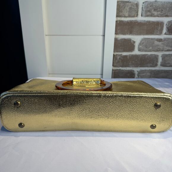 Vintage 60s RJ Florida USA Gold Tortoise Shell Lucite Handle Handbag - Picture 3 of 9